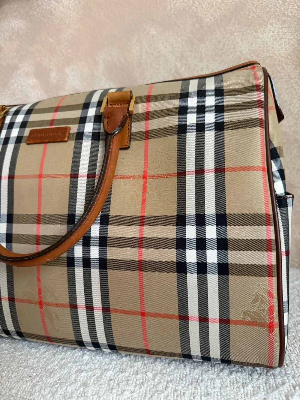 Burberry checkered duffle bag